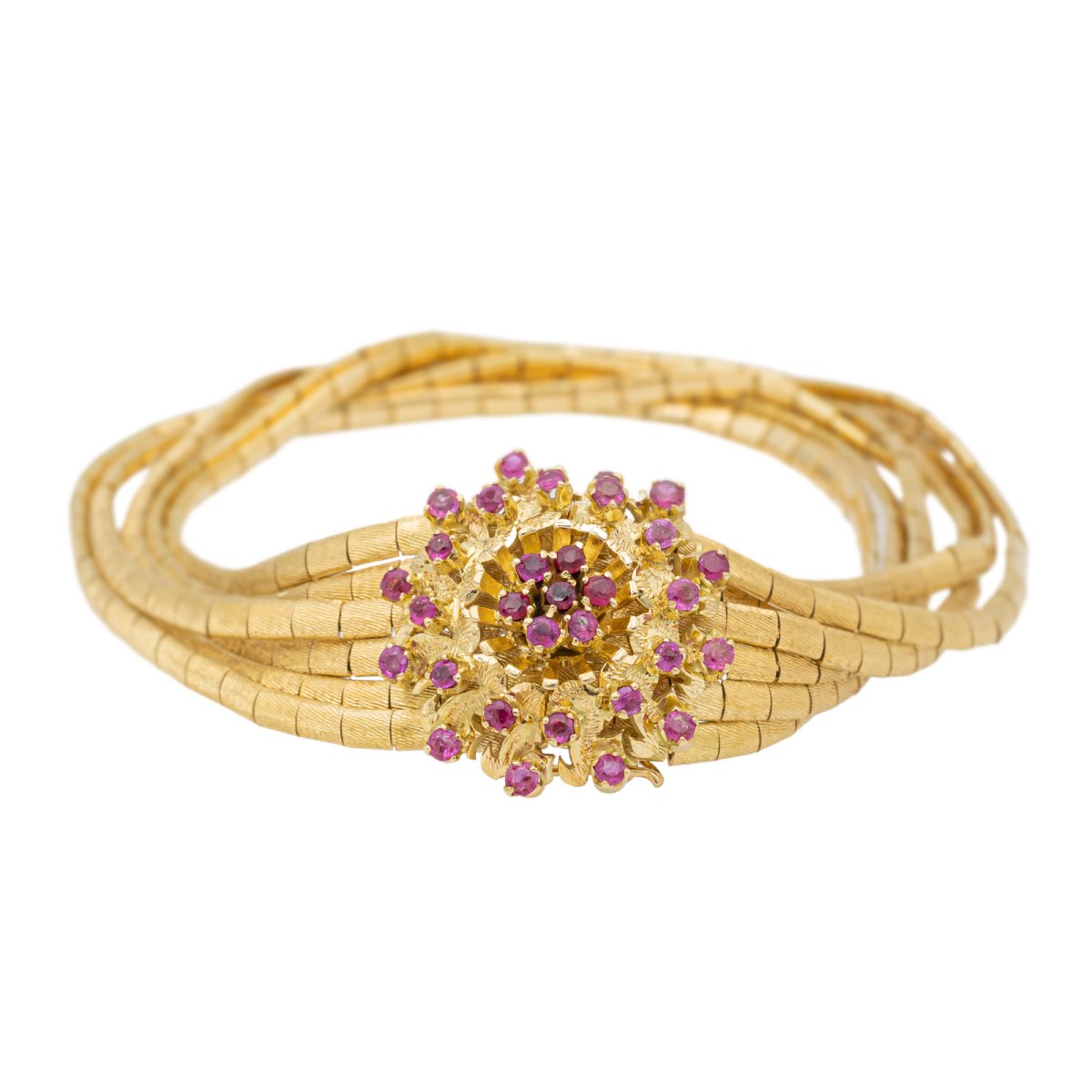 Bracelet Fleur Or jaune Rubis - Castafiore