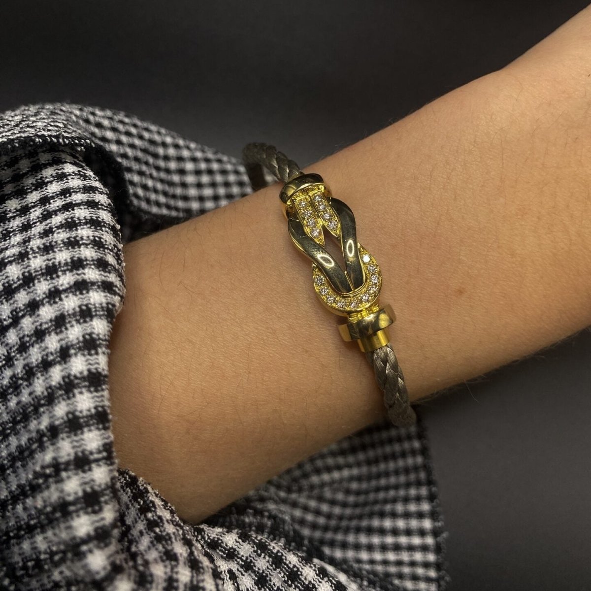 Bracelet FRED "Chance Infinie" GM en or jaune, acier et diamants - Castafiore