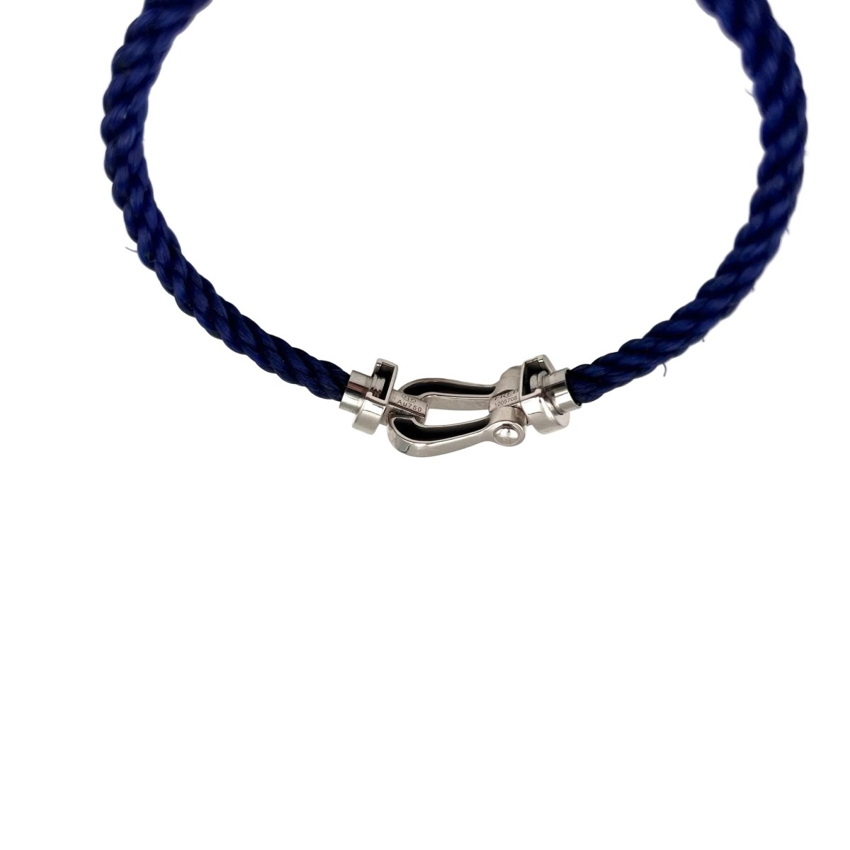 Bracelet FRED "Force 10" en or blanc, cordon et acier - Castafiore