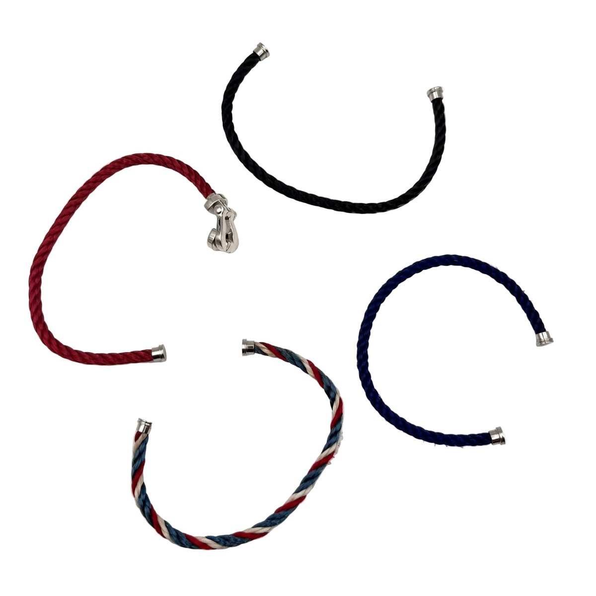 Bracelet FRED "Force 10" en or blanc, cordon et acier - Castafiore