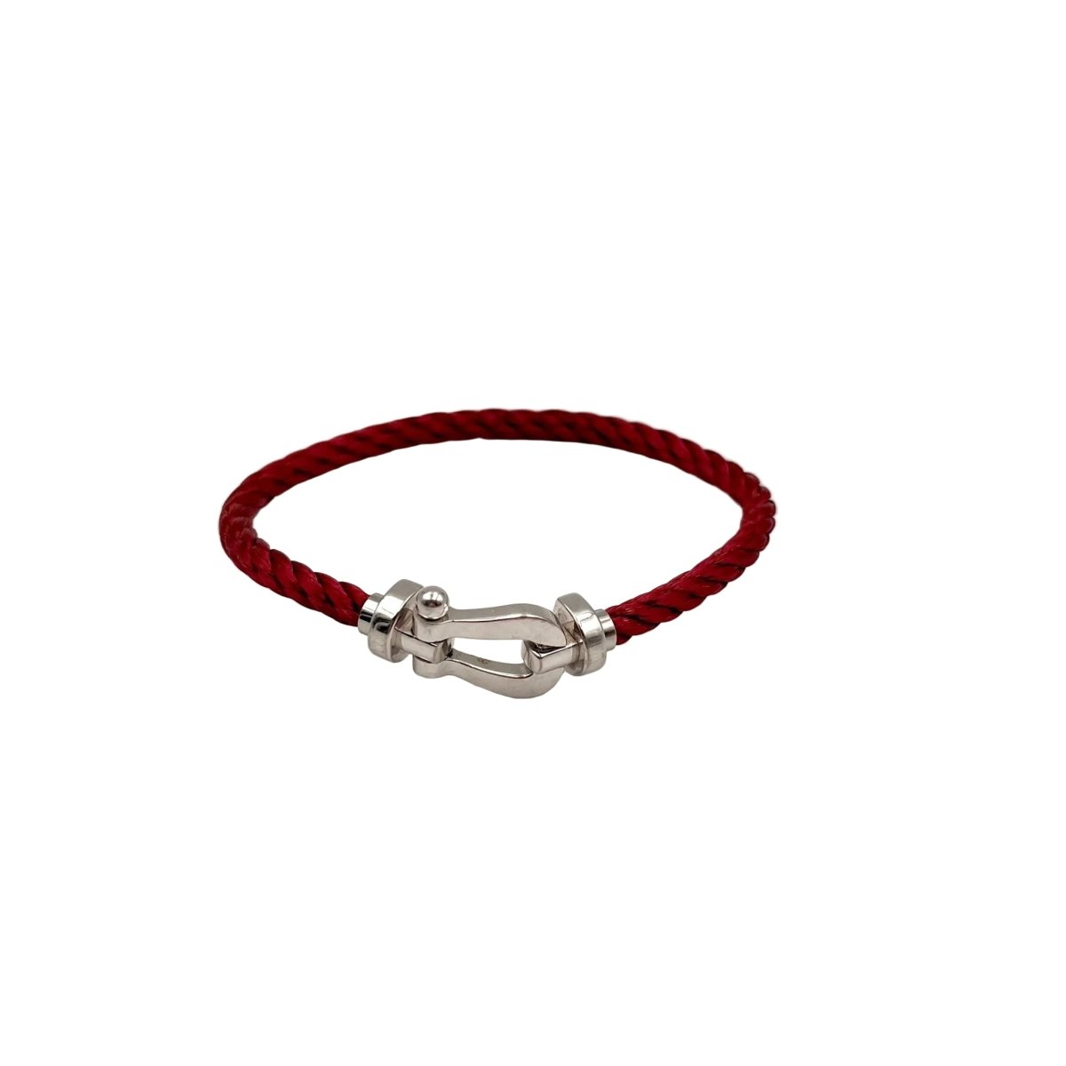 Bracelet FRED "Force 10" en or blanc, cordon et acier - Castafiore