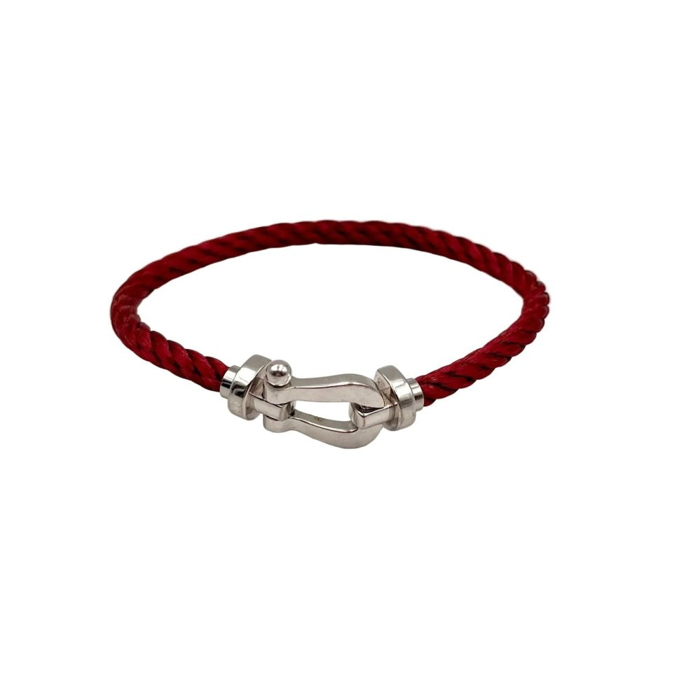 Bracelet FRED "Force 10" en or blanc, cordon et acier - Castafiore