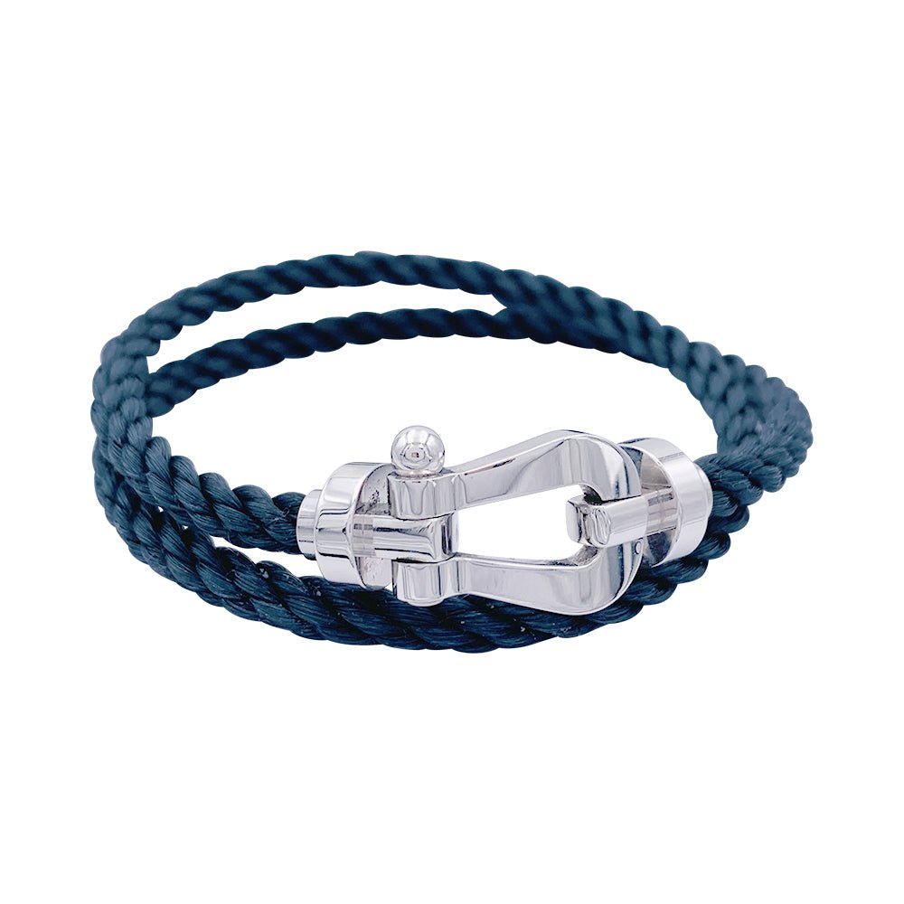 Bracelet Fred, "Force 10", en or blanc et acier. - Castafiore