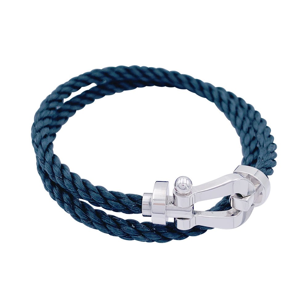 Bracelet Fred, "Force 10", en or blanc et acier. - Castafiore