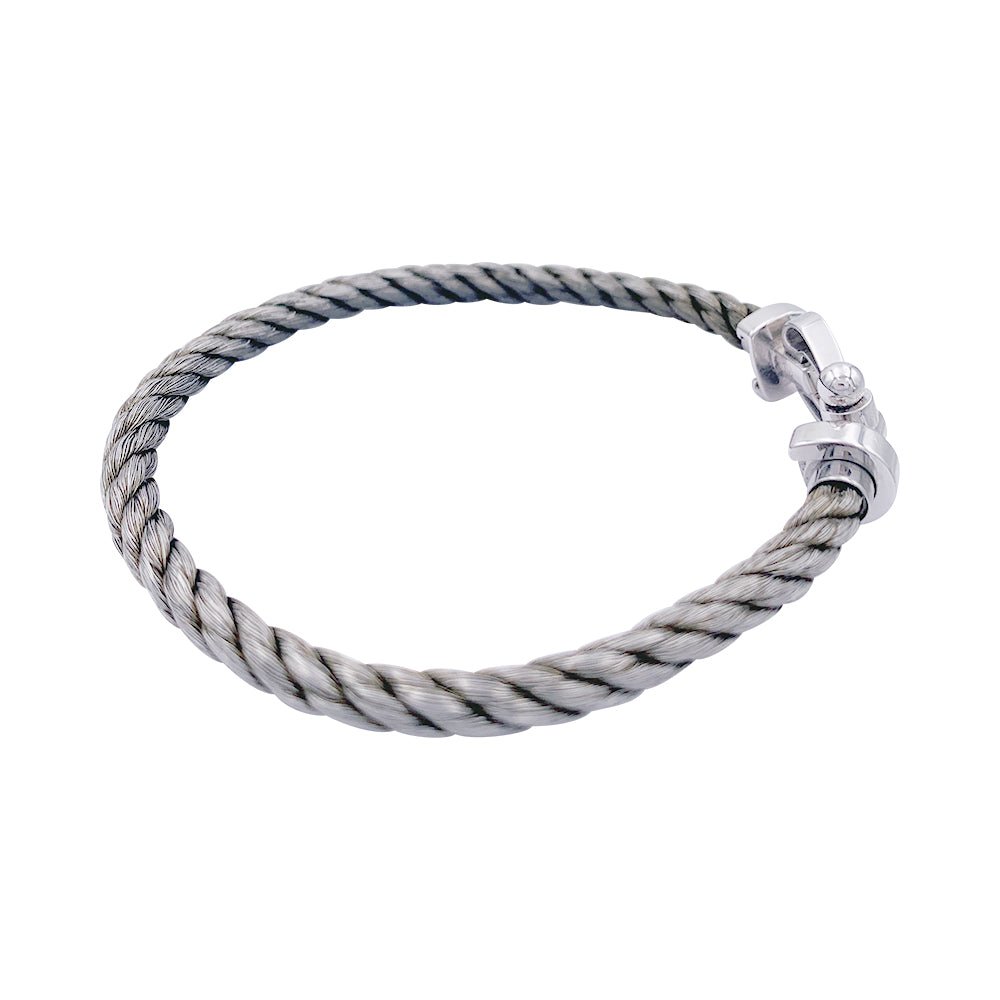 Bracelet Fred, "Force 10", en or blanc et acier. - Castafiore