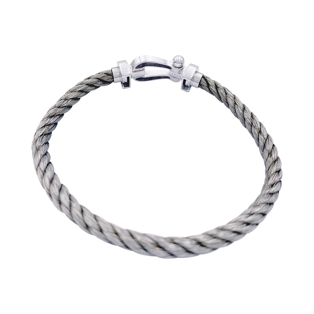 Bracelet Fred, "Force 10", en or blanc et acier. - Castafiore