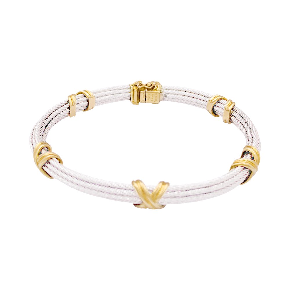 Bracelet FRED "Force 10" en or jaune et acier - Castafiore