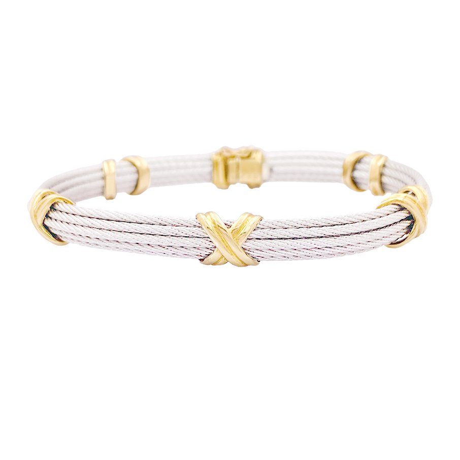 Bracelet FRED "Force 10" en or jaune et acier - Castafiore