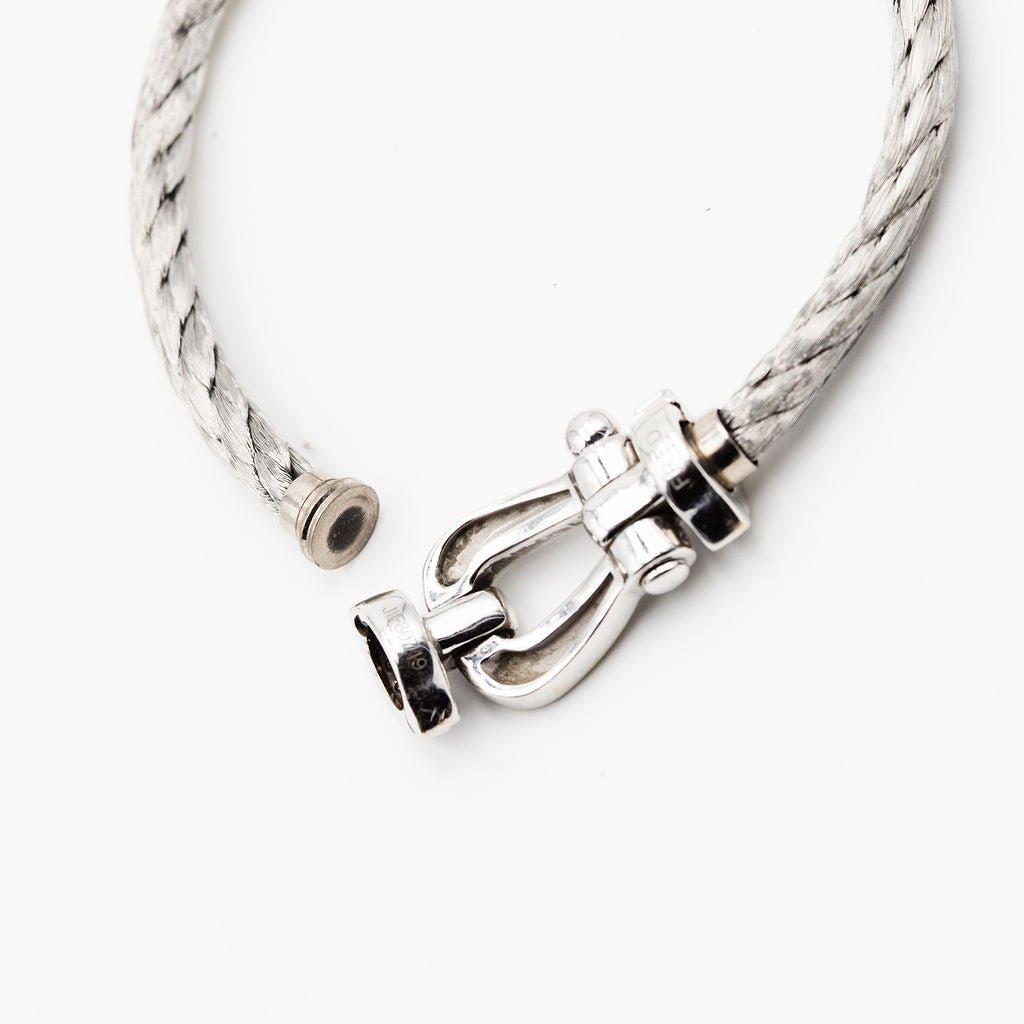 Bracelet FRED "Force 10" GM en or blanc, acier et diamants - Castafiore