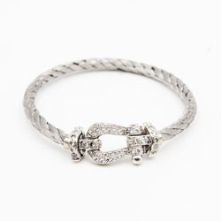 Bracelet FRED "Force 10" GM en or blanc, acier et diamants - Castafiore
