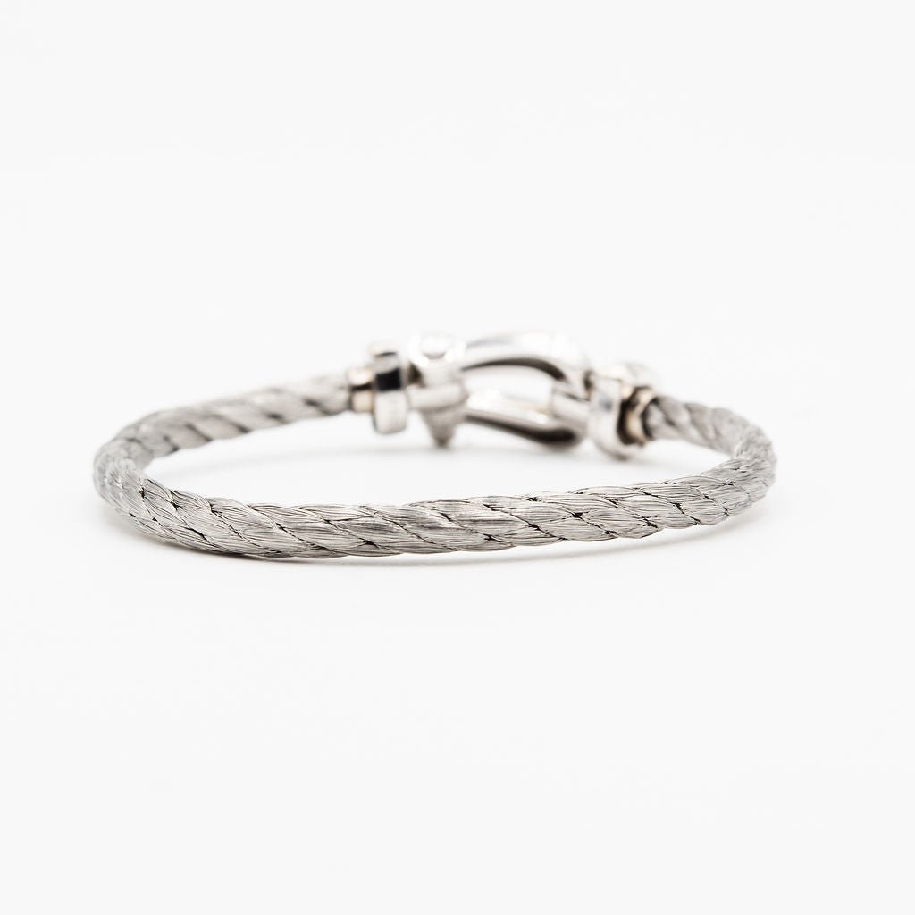 Bracelet FRED "Force 10" GM en or blanc, acier et diamants - Castafiore