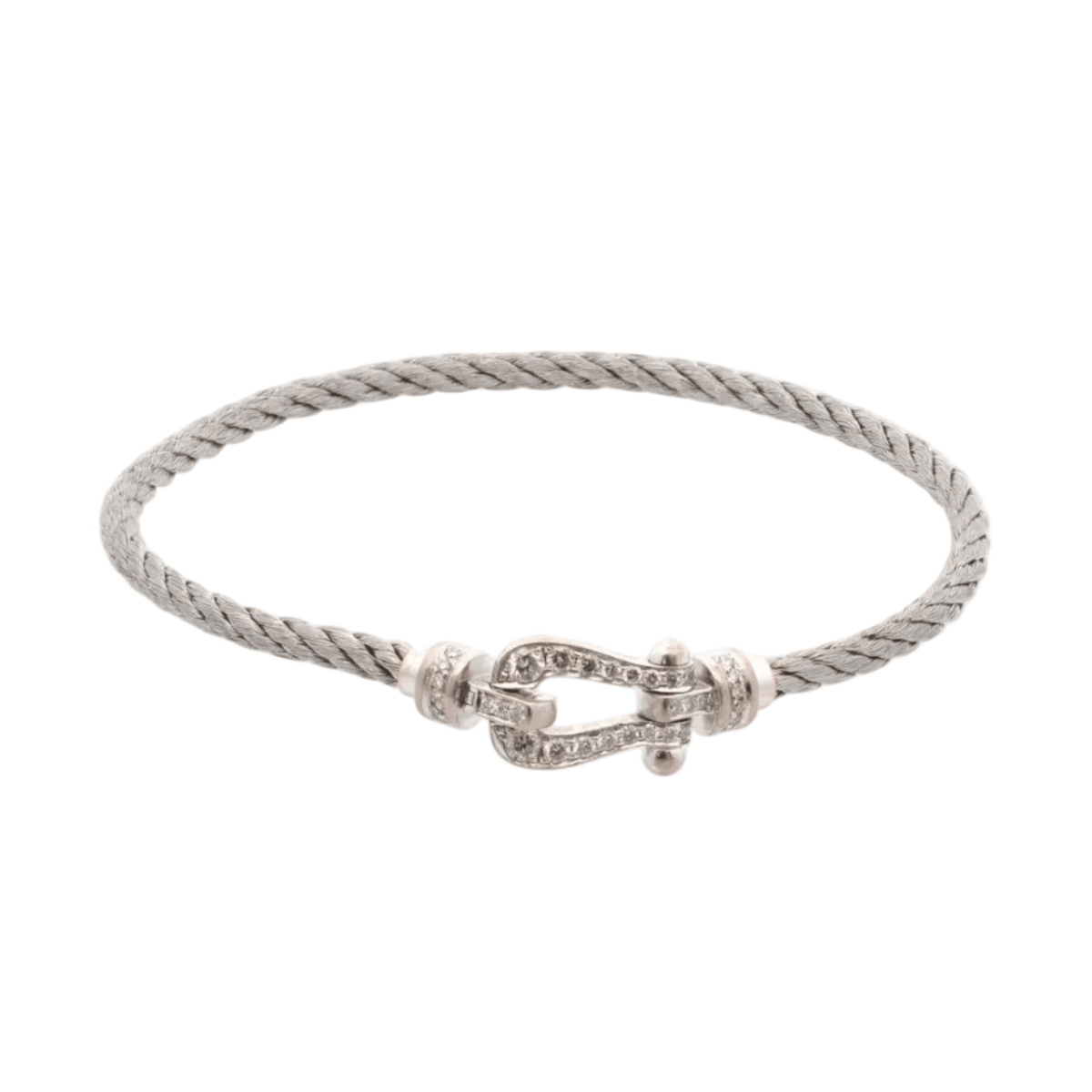 Bracelet FRED "Force 10" MM en or blanc, acier et diamants - Castafiore