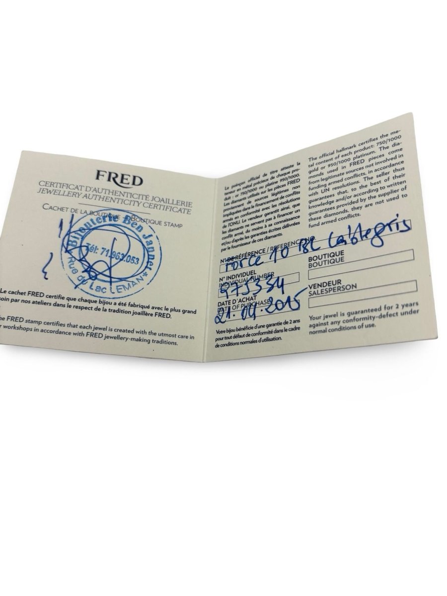 Bracelet Fred Force 10 or blanc Grand Modèle - Castafiore