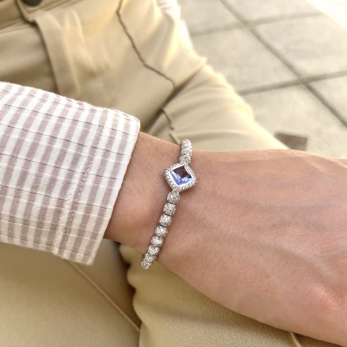 Bracelet FRED "Pain de sucre" en or gris, tanzanite et diamants. - Castafiore