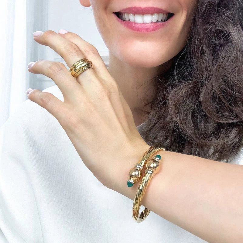 Bracelet FRED Vintage en or jaune et chrysoprase - Castafiore