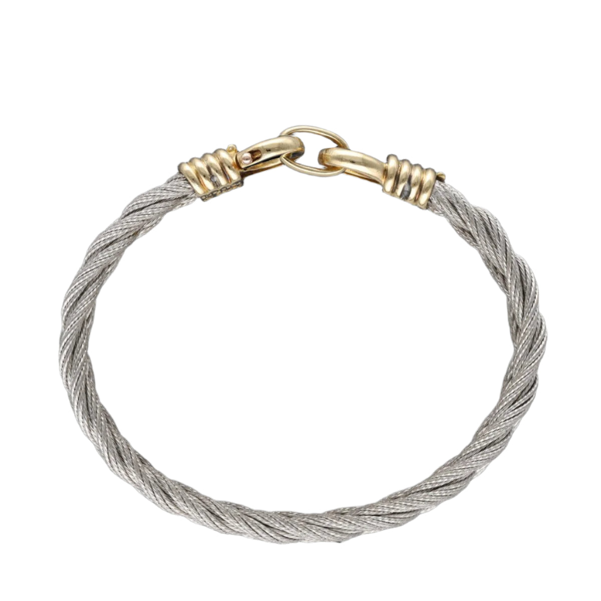 Bracelet Fred Vintage Force 10 en Or jaune 18k et Acier vers 1980, 17 cm. - Castafiore