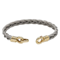 Bracelet Fred Vintage Force 10 en Or jaune 18k et Acier vers 1980, 17 cm. - Castafiore