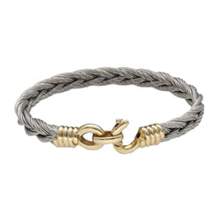 Bracelet Fred Vintage Force 10 en Or jaune 18k et Acier vers 1980, 17 cm. - Castafiore