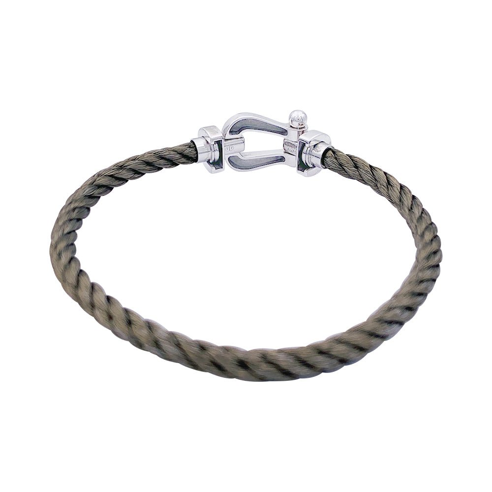 Bracelet Fred,"Force 10", en or blanc et acier. - Castafiore