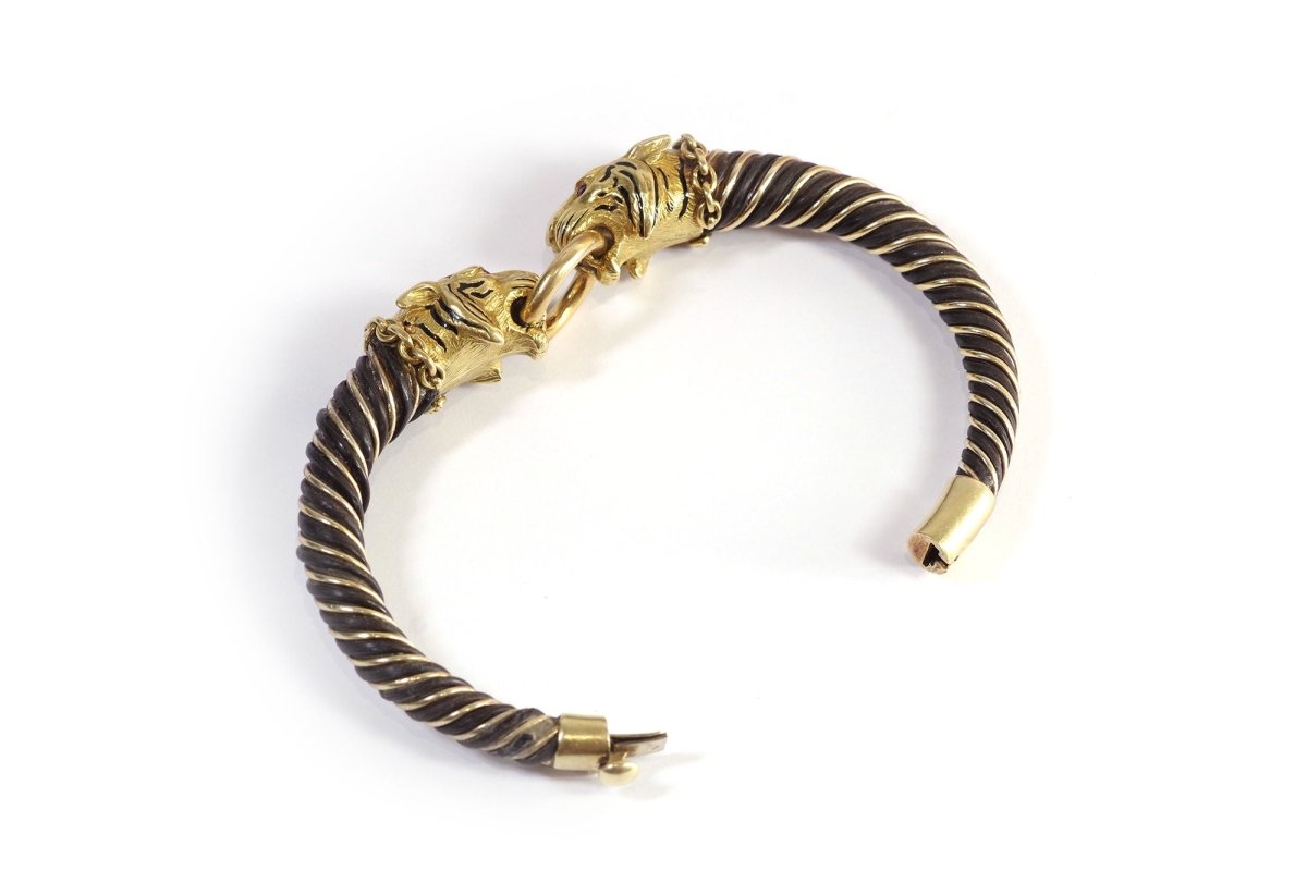 Bracelet Gay Freres tigres en or et argent - Castafiore