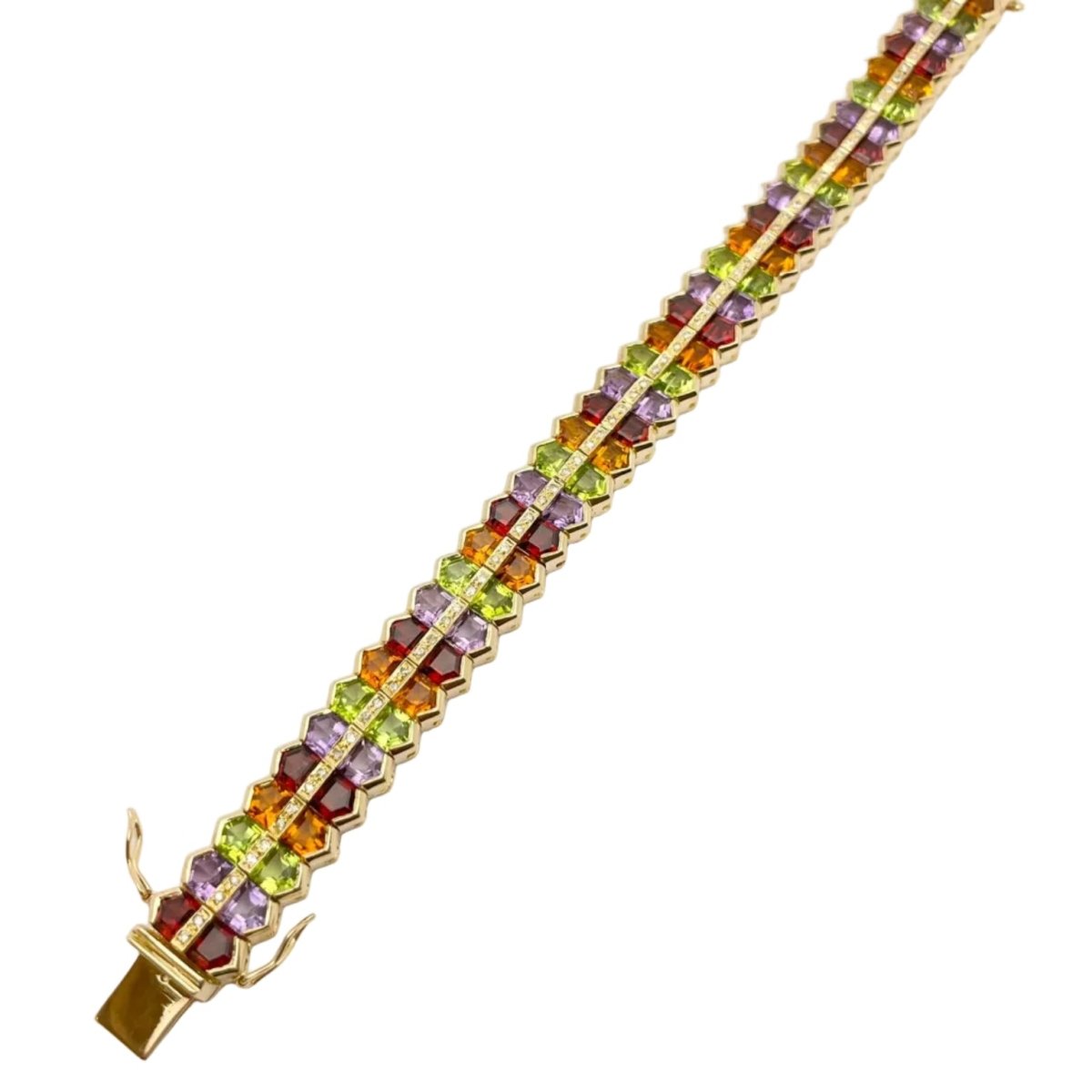 Bracelet GOUBLE' PARIS en or jaune, quartz, améthystes, tourmalines et diamants - Castafiore