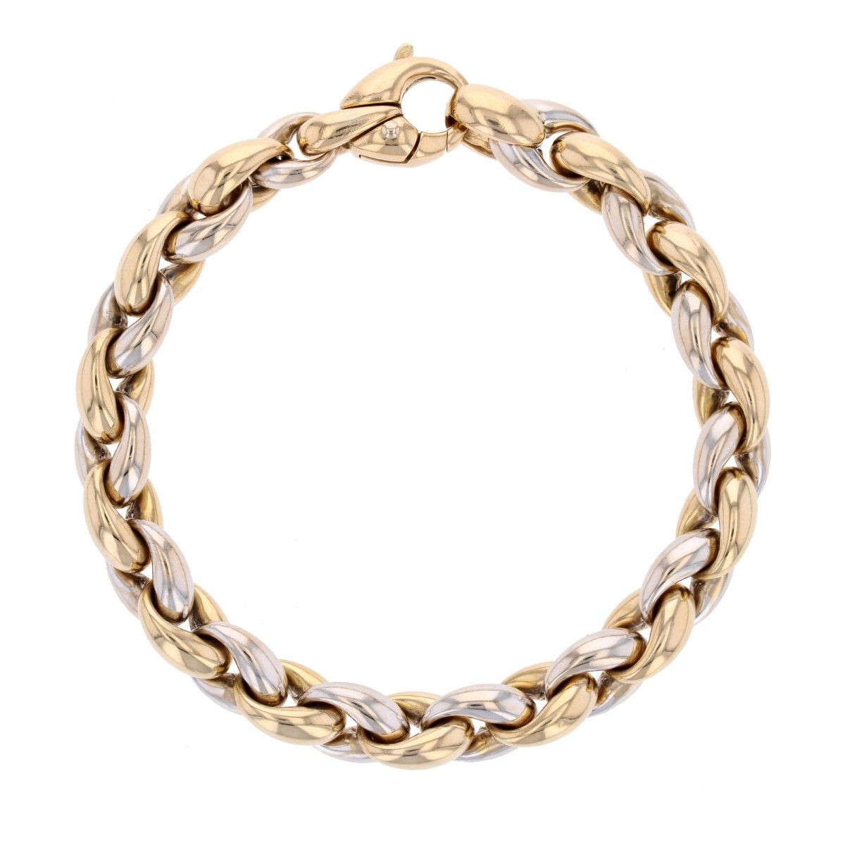 Bracelet GOURMETTE Deux ors en or jaune et or blanc - Castafiore