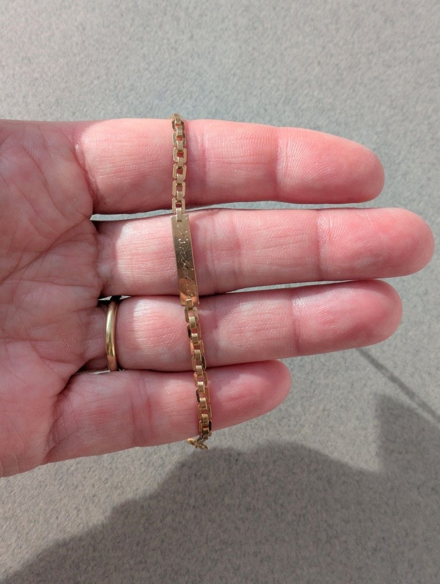 Bracelet gourmette d'identité en or rose - Castafiore