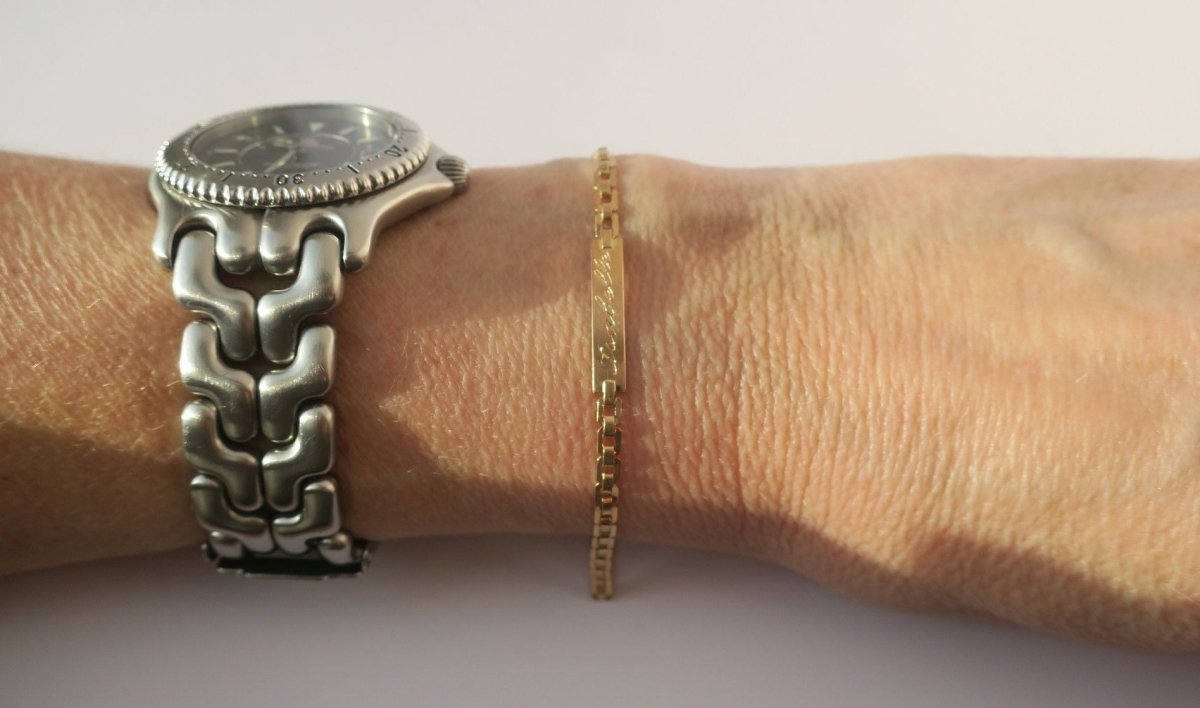 Bracelet gourmette d'identité en or rose - Castafiore
