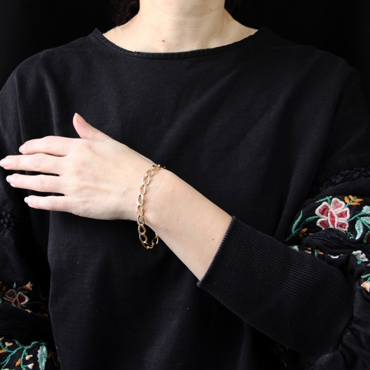 Bracelet gourmette en or rose - Castafiore