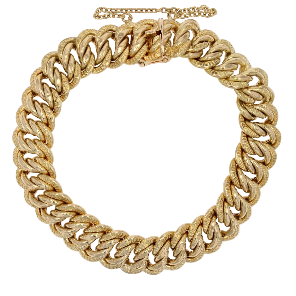 Bracelet Gourmette maille américaine en or jaune - Castafiore