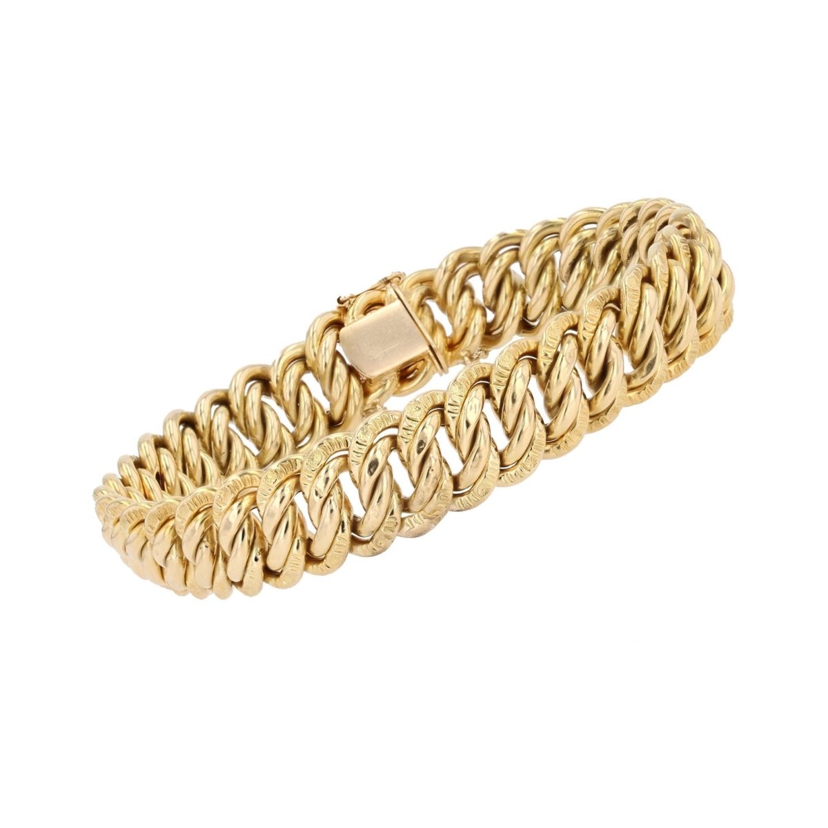 Bracelet gourmette maille ciselée en or jaune - Castafiore