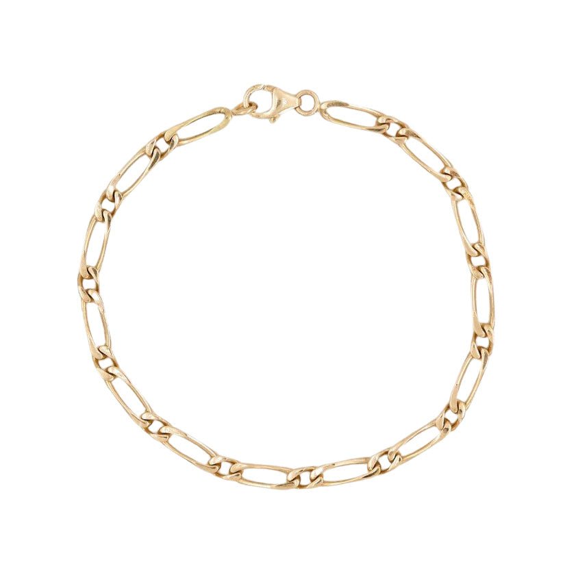 Bracelet Gourmette maille figaro en or jaune - Castafiore