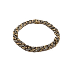 Bracelet Gourmette maille plate en or jaune, or blanc et diamants - Castafiore