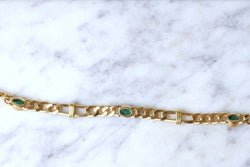 Bracelet gourmette or jaune et émeraudes - Castafiore
