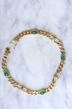 Bracelet gourmette or jaune et émeraudes - Castafiore