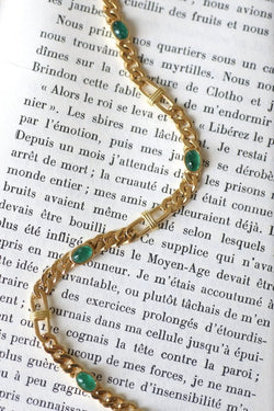Bracelet gourmette or jaune et émeraudes - Castafiore