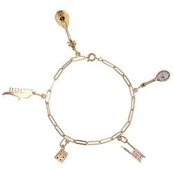 Bracelet gourmette or jaune et ses breloques - Castafiore
