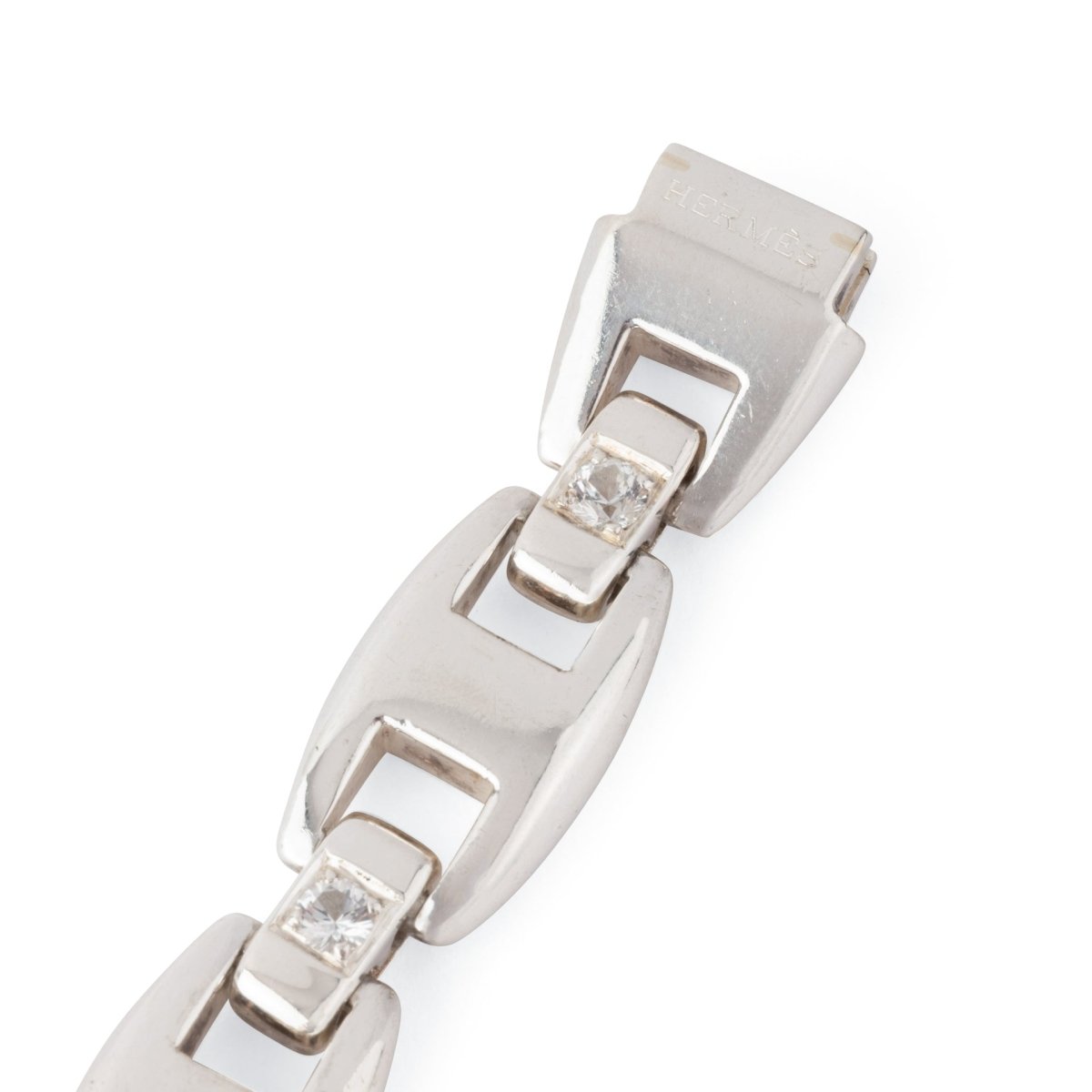 Bracelet HERMÈS Cassiopé maillons en argent saphirs blancs - Castafiore