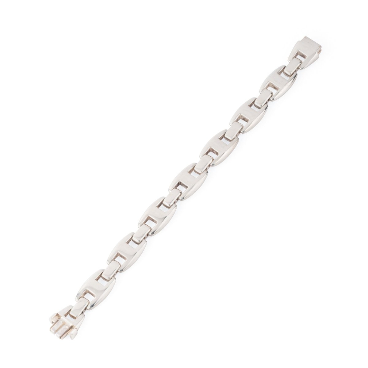 Bracelet HERMÈS Cassiopé maillons en argent saphirs blancs - Castafiore