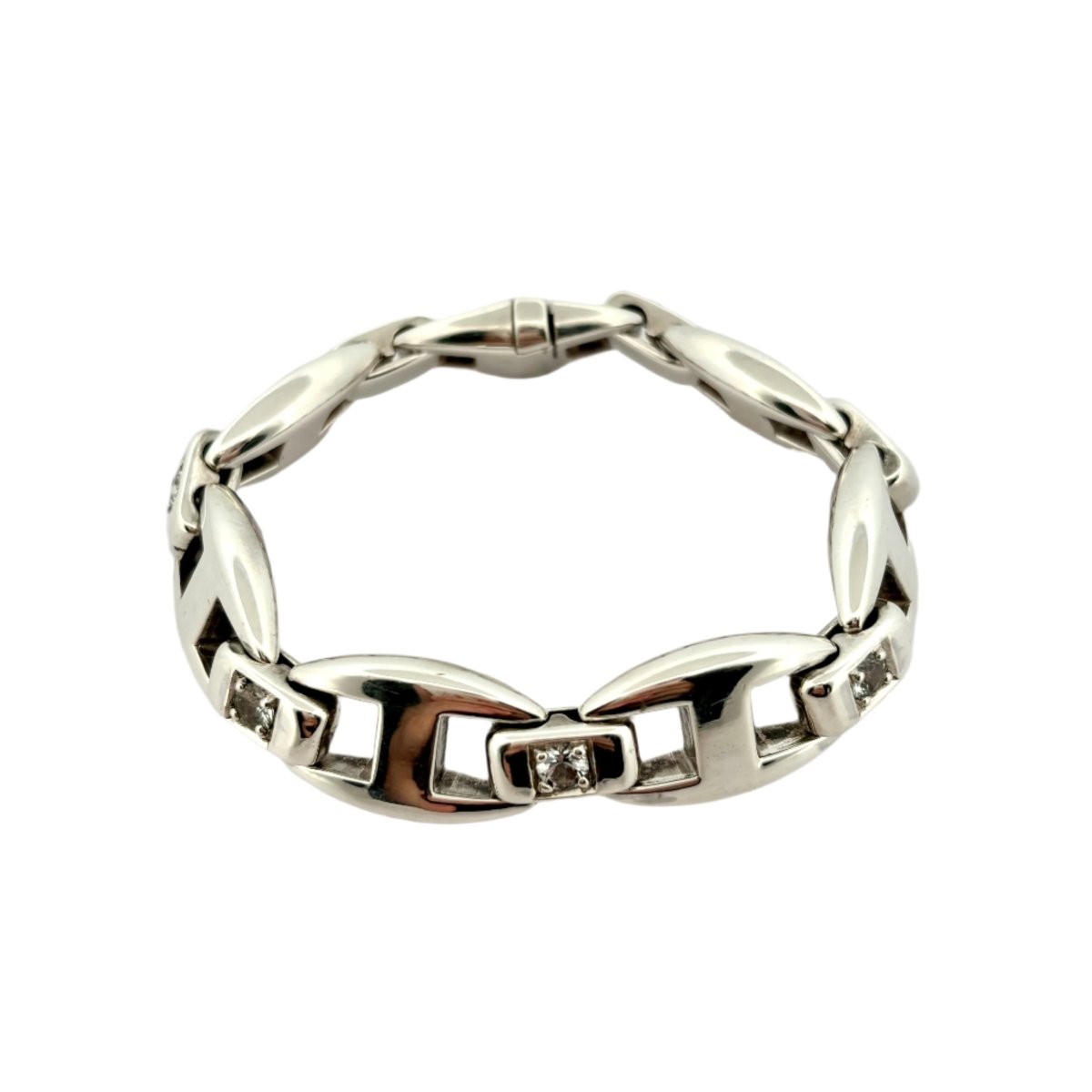 Bracelet HERMES "Cassiopée" en argent et saphirs blanc - Castafiore