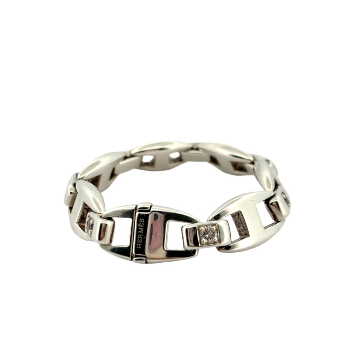 Bracelet HERMES "Cassiopée" en argent et saphirs blanc - Castafiore