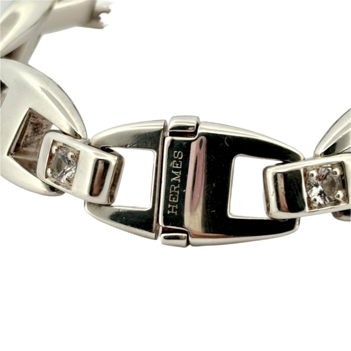 Bracelet HERMES "Cassiopée" en argent et saphirs blanc - Castafiore