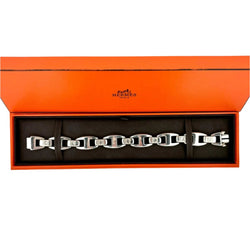 Bracelet HERMES "Cassiopée" en argent et saphirs blanc - Castafiore