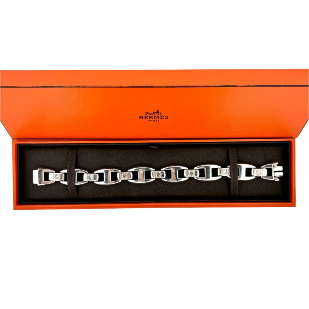 Bracelet HERMES "Cassiopée" en argent et saphirs blanc - Castafiore