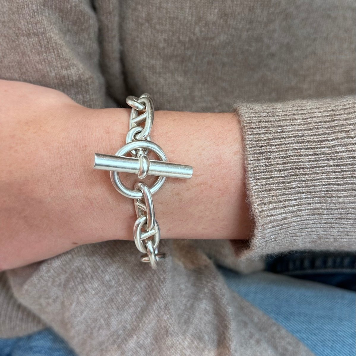 Bracelet HERMÈS "Chaîne d'ancre" en argent - Castafiore