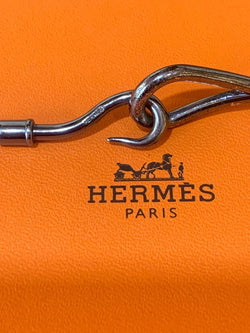 Bracelet Hermès Jumbo Double Métal Argenté Cuir - Castafiore