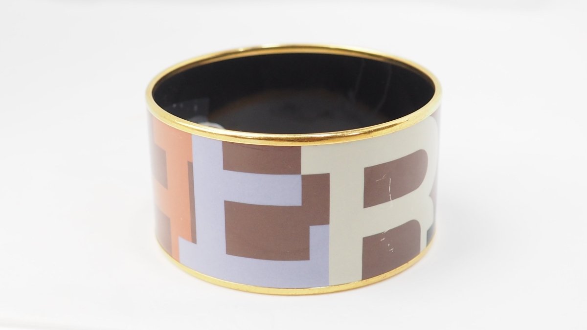 Bracelet Hermès manchette en émail multicolore - Castafiore