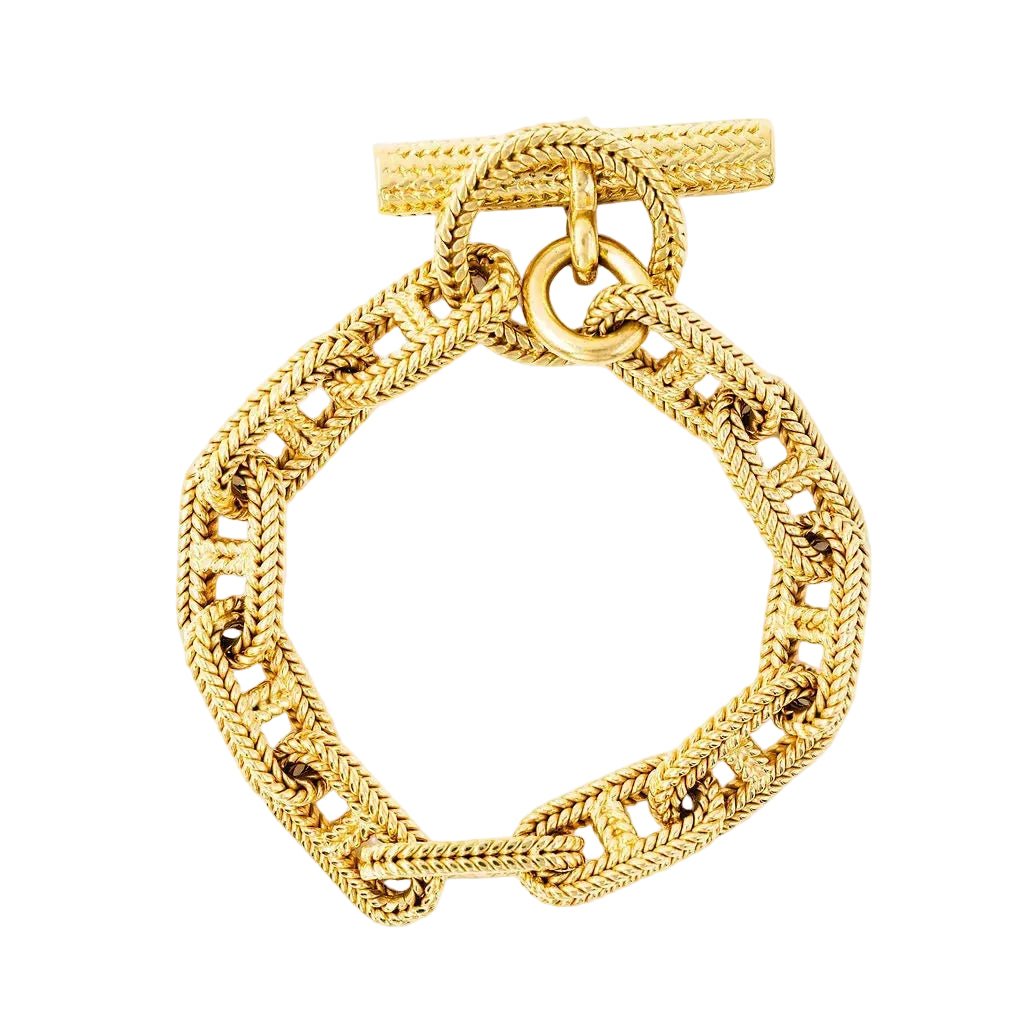 Bracelet HERMÈS par GEORGES LENFANT "Chaîne d'ancre Vendôme" en or jaune - Castafiore