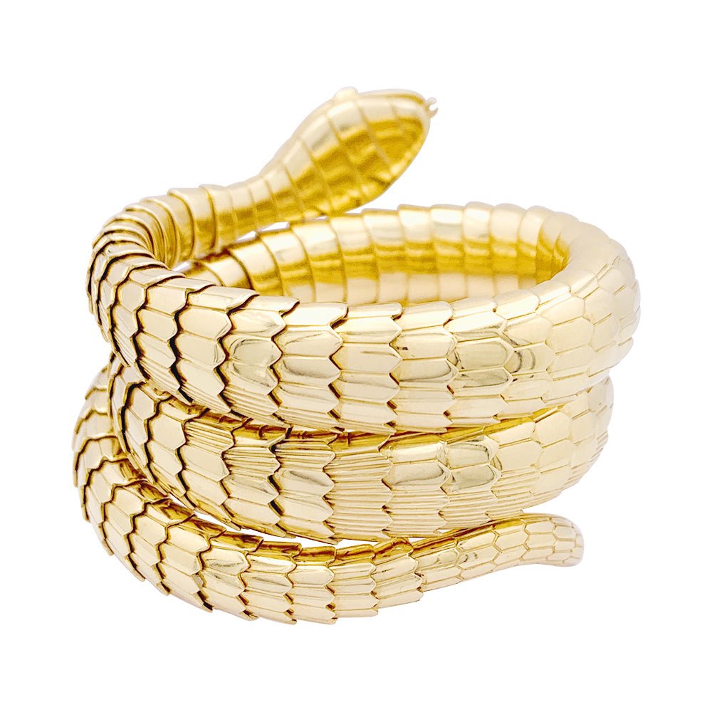 Bracelet ILLARIO, "Serpent", en Or jaune, Diamant et Emeraude - Castafiore