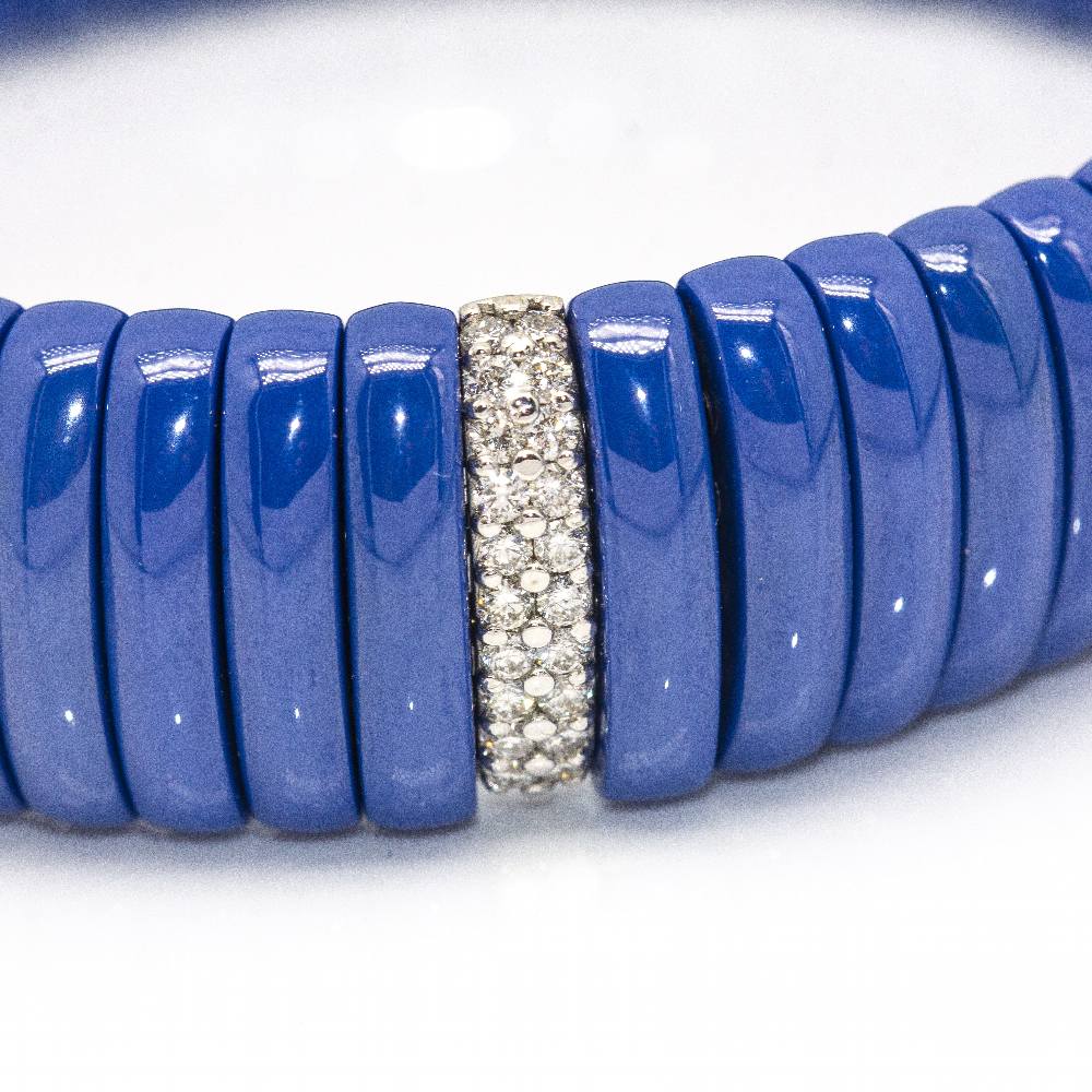 Bracelet JARRETIERE Céramique bleu et Diamants - Castafiore